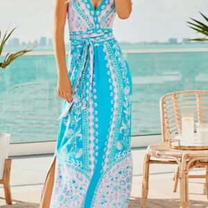 Lilly Pulitzer Vibrant Blue and Pink Maxi Dress